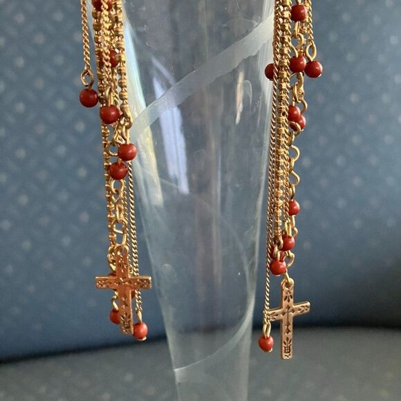 PILGRIM by Skanderborg Denmark Gold and Red Vintage Earrings - Picture 4 of 5